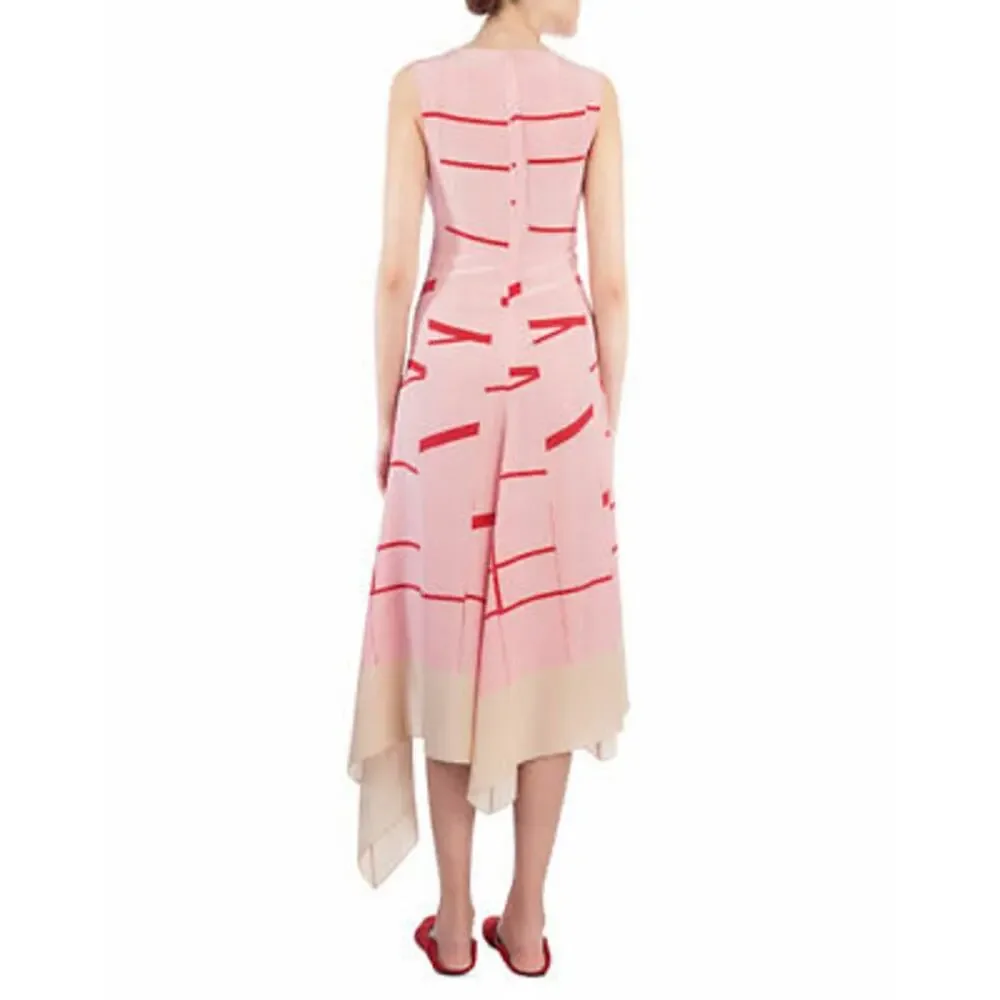 AKRIS Broken Stripe Sleeveless Midi A-Line Silk Dress US 8 - Picture 12 of 12